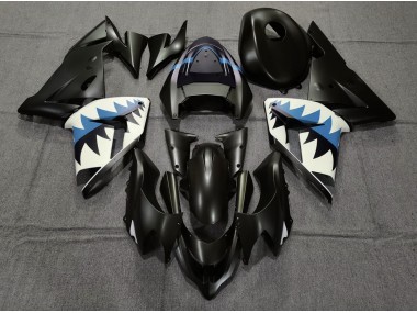 04-05 Requin Noir Mat & Bleu Clair ZX10R Carénage Moto