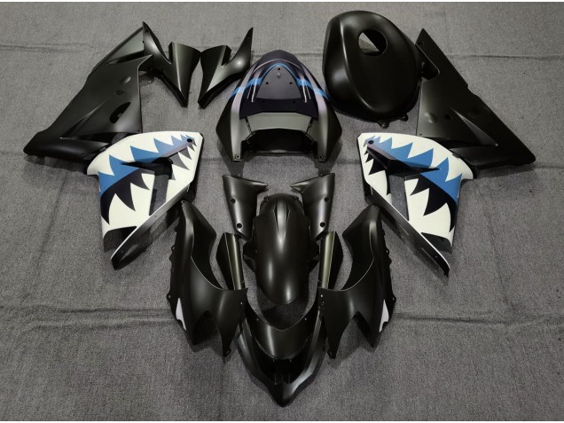 04-05 Requin Noir Mat & Bleu Clair ZX10R Carénage Moto