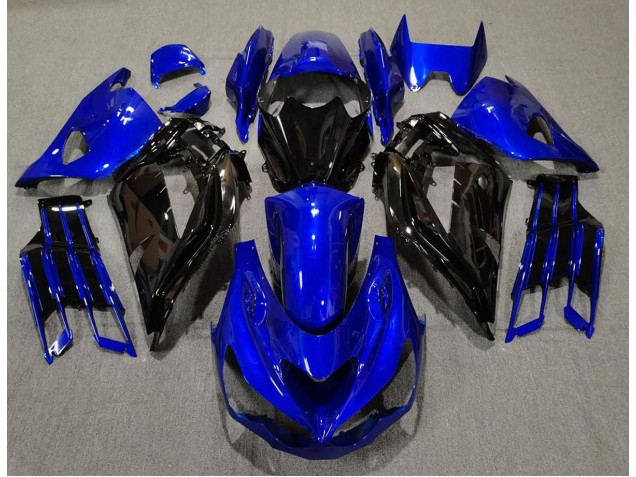 12-21 Bleu Brillant & Noir ZX14R Carénage Moto