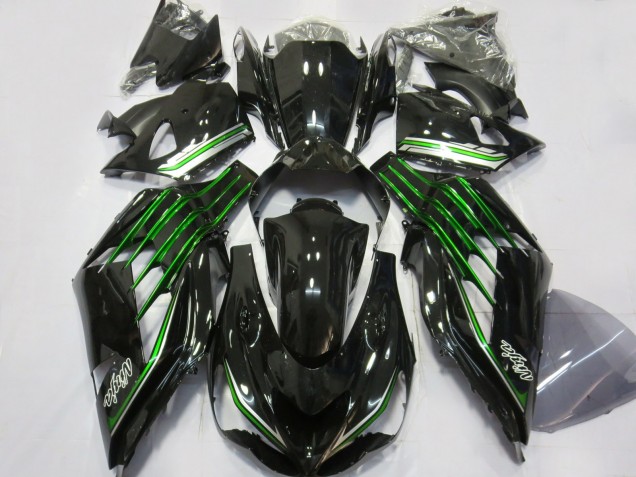 12-21 Noir Brillant Avec Vert ZX14R Carénage Moto